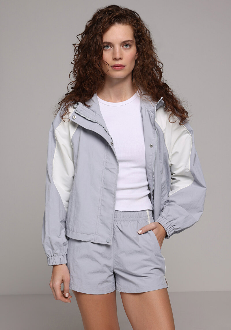 Regular Fit Fermuarlı Astarlı Suya Dayanıklı Kadın Mavi Ceket