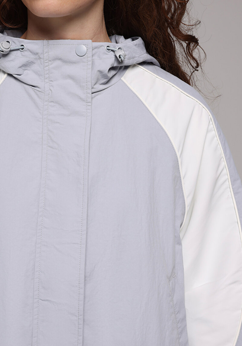 Regular Fit Fermuarlı Astarlı Suya Dayanıklı Kadın Mavi Ceket