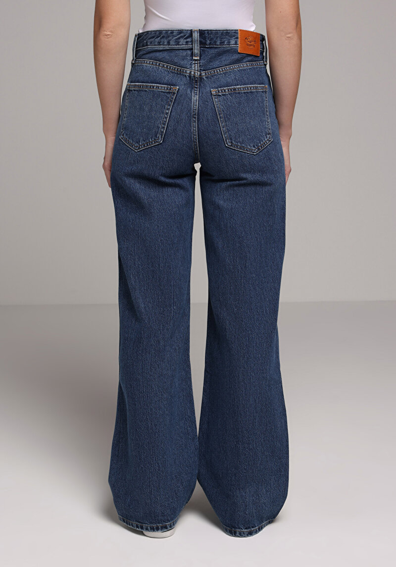 Regular Fit   Kadın Dark İndigo Denim Jean Pantolon