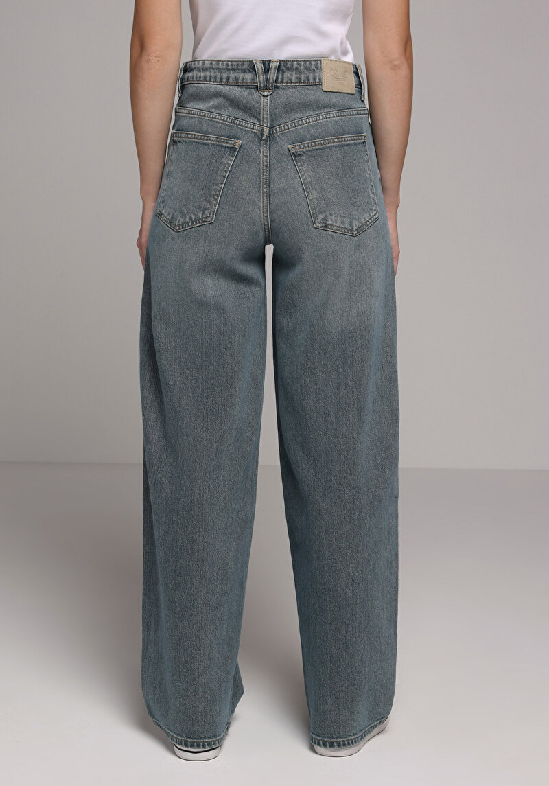 Loose Fit   Kadın Green Cast Denim Jean Pantolon