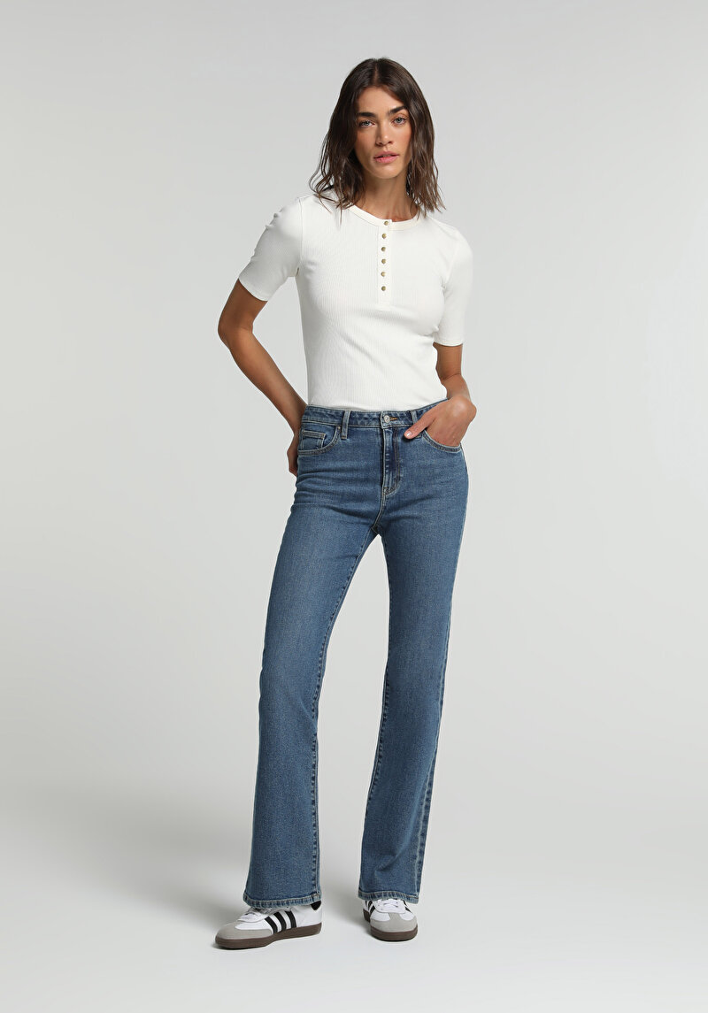 Regular Fit Kadın Light İndigo Denim Jean Pantolon