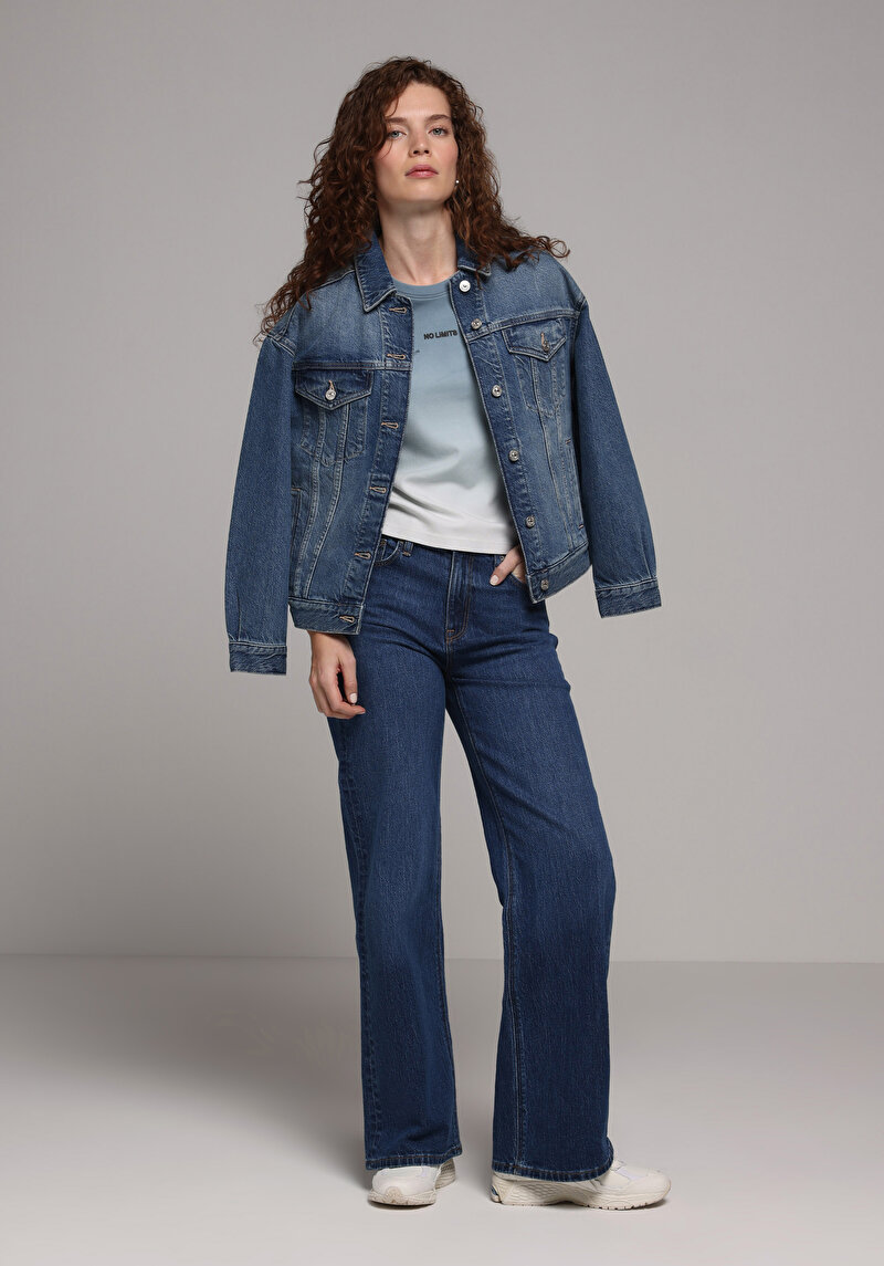 Regular Fit Kadın Mid İndigo Denim Jean Pantolon