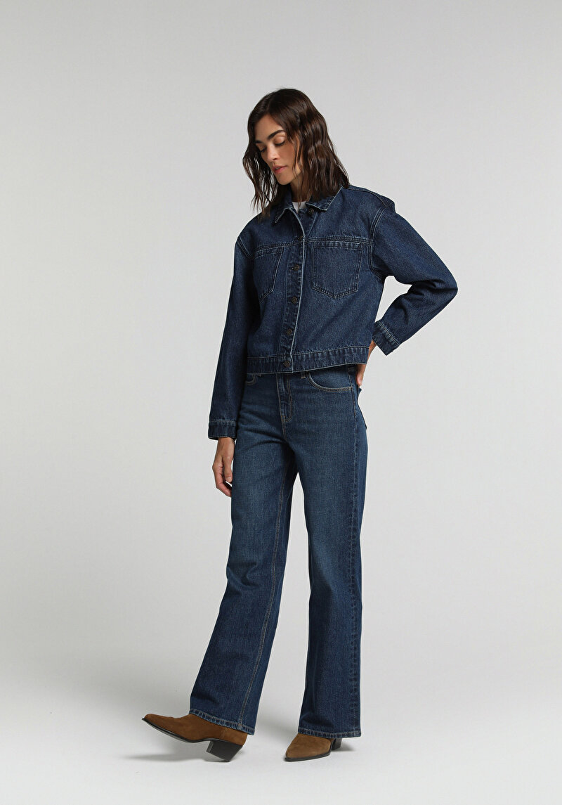 Regular Fit Kadın Mid İndigo Denim Jean Pantolon