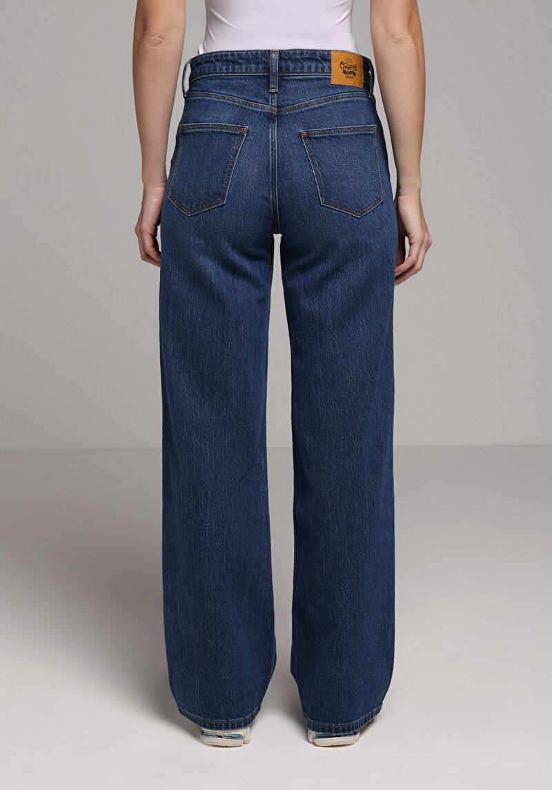 Regular Fit   Kadın Mid İndigo Denim Jean Pantolon