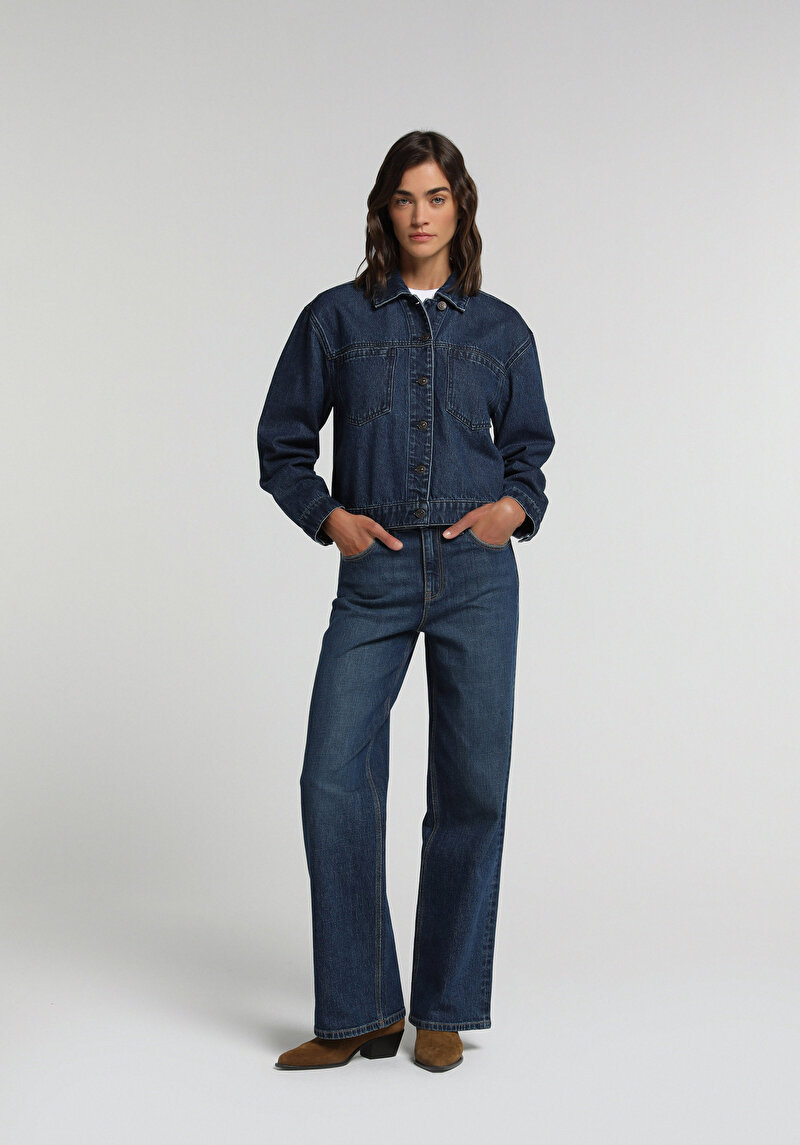 Regular Fit Kadın Mid İndigo Denim Jean Pantolon