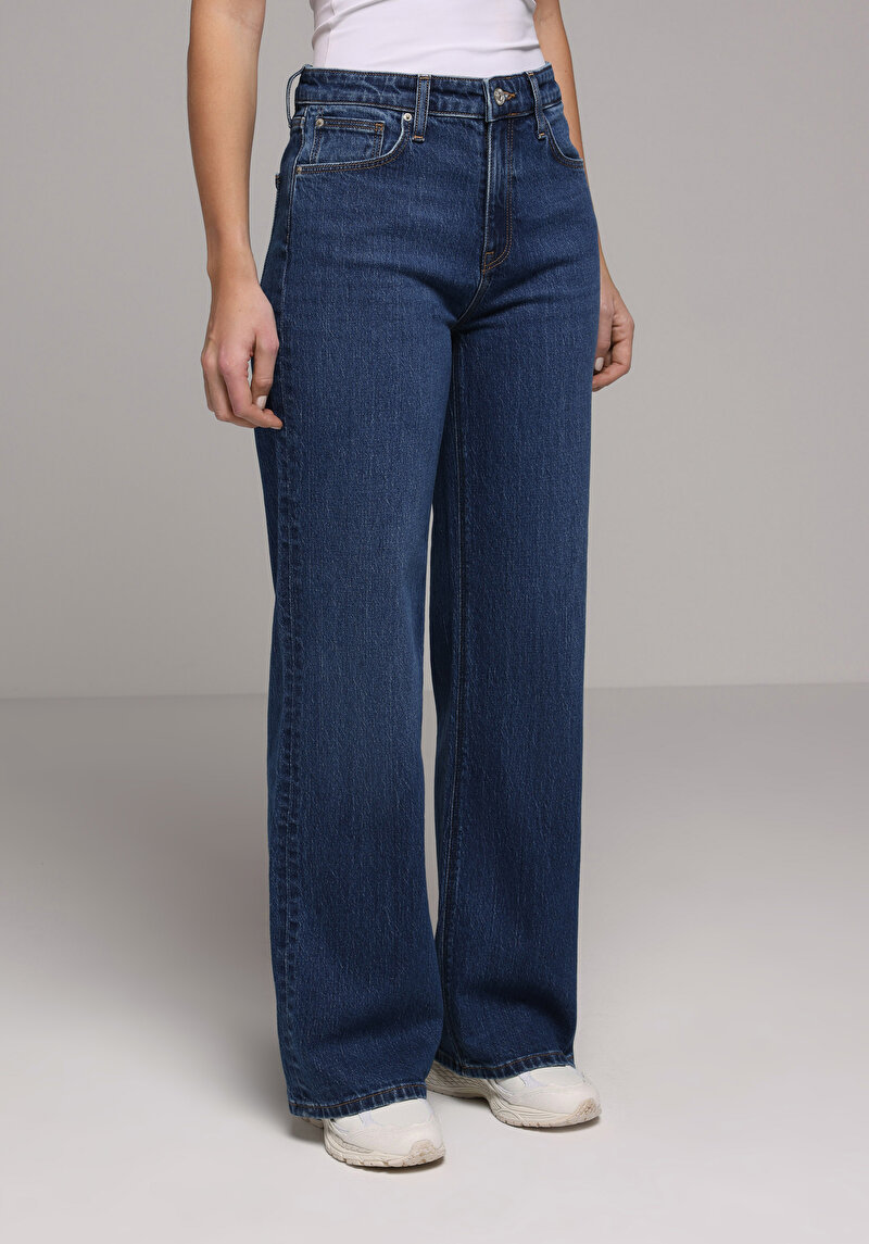Regular Fit   Kadın Mid İndigo Denim Jean Pantolon