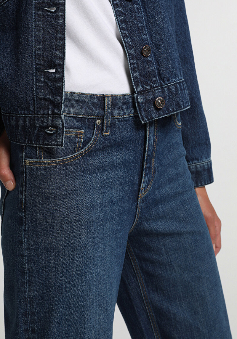 Regular Fit Kadın Mid İndigo Denim Jean Pantolon