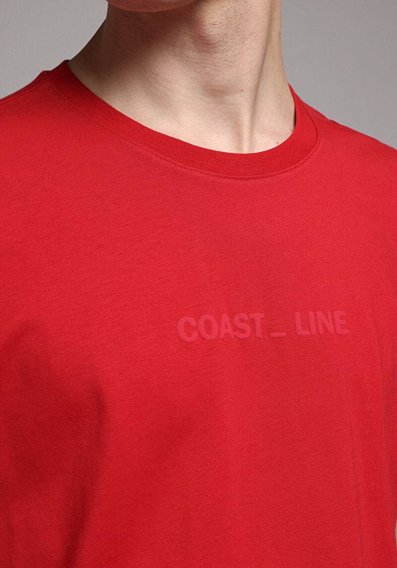 Regular Fit Yuvarlak Yaka Düz Erkek Kirmizi Kısa Kol Tişört