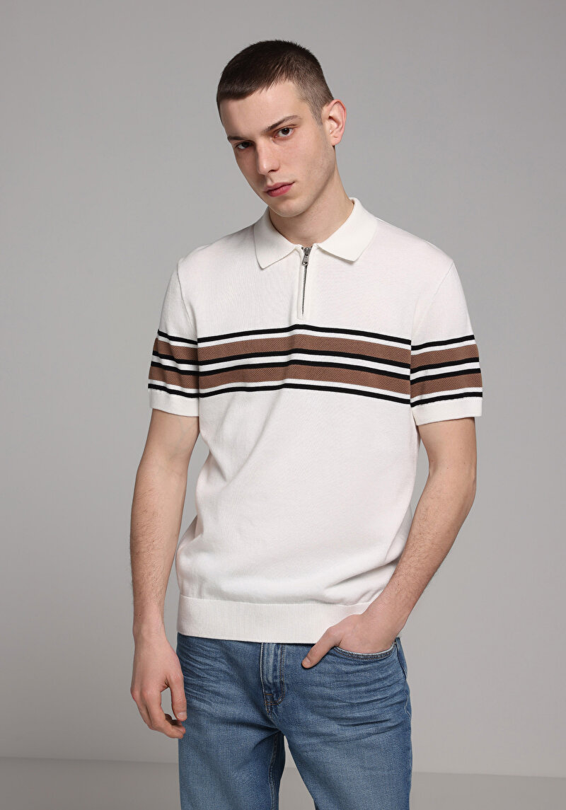 Regular Fit   Erkek Beyaz  Kazak