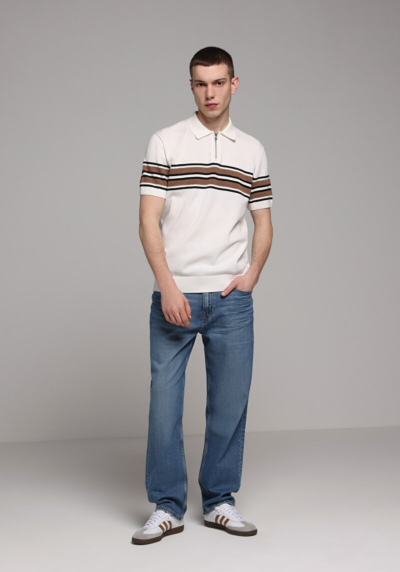 Regular Fit Erkek Beyaz Kazak