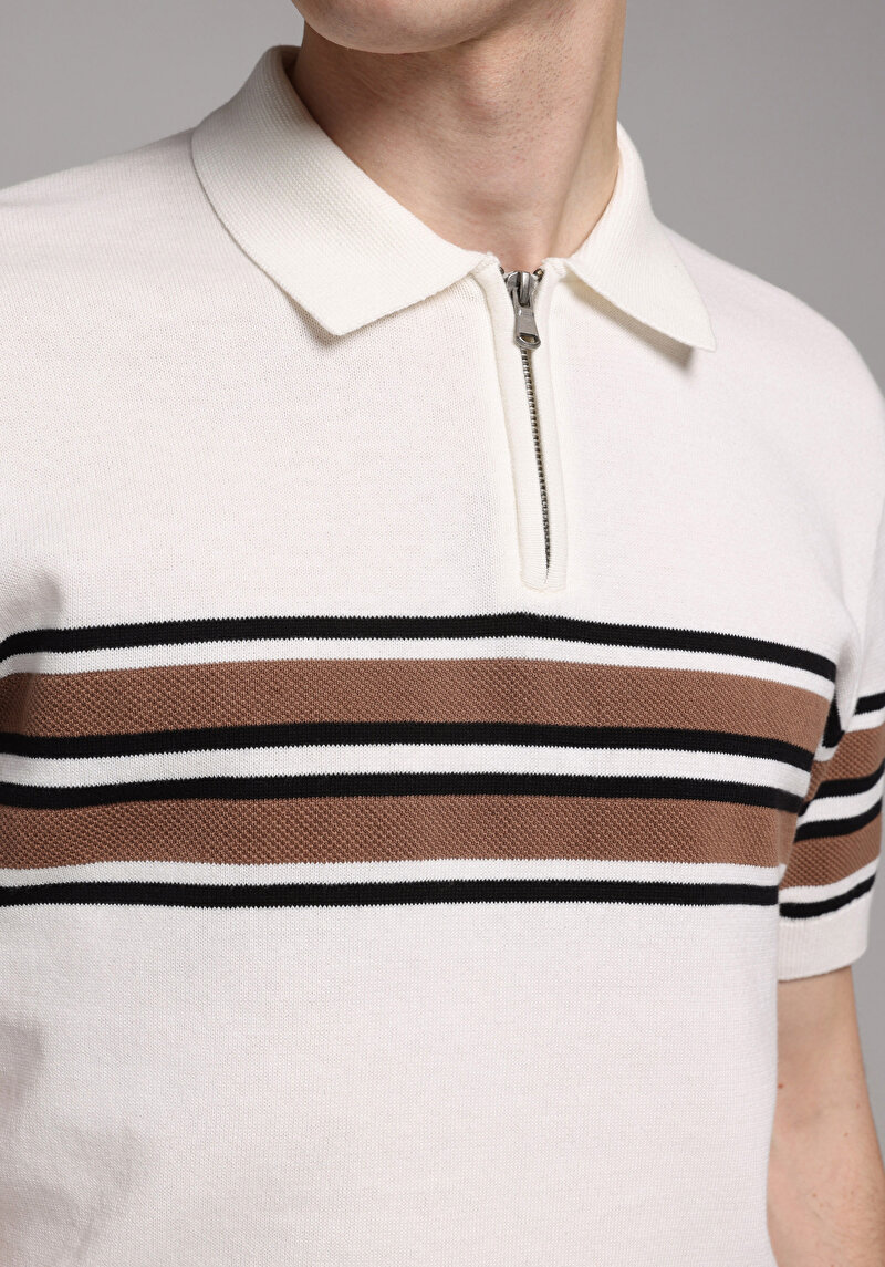 Regular Fit Erkek Beyaz Kazak