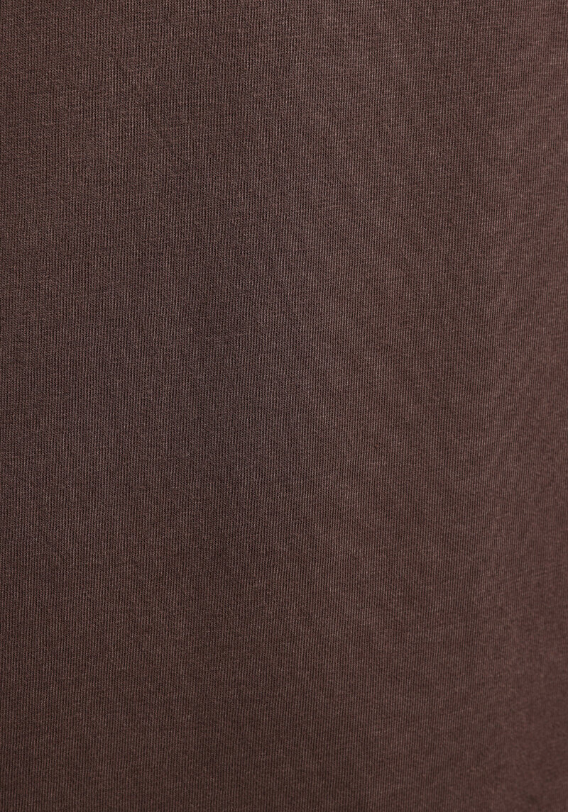 Comfort Fit Yuvarlak Yaka Düz Erkek Kahverengi Kısa Kol Tişört
