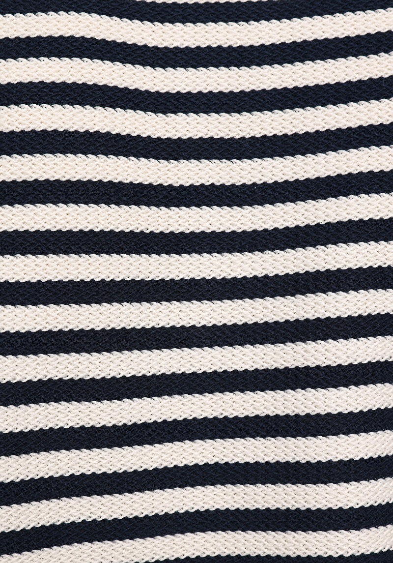 Regular Fit Polo Yaka Çizgili Erkek Lacivert Kısa Kol Tişört