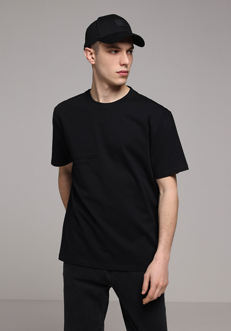 Oversize Fit Yuvarlak Yaka Düz Erkek Antrasit Kısa Kol Tişört