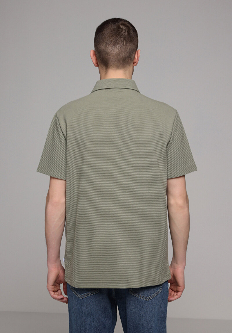 Regular Fit Polo Yaka Düz Erkek Yeşil Kısa Kol Tişört