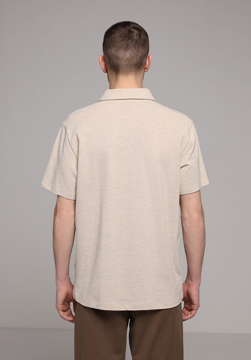Regular Fit Polo Yaka Düz Erkek Taş Kısa Kol Tişört