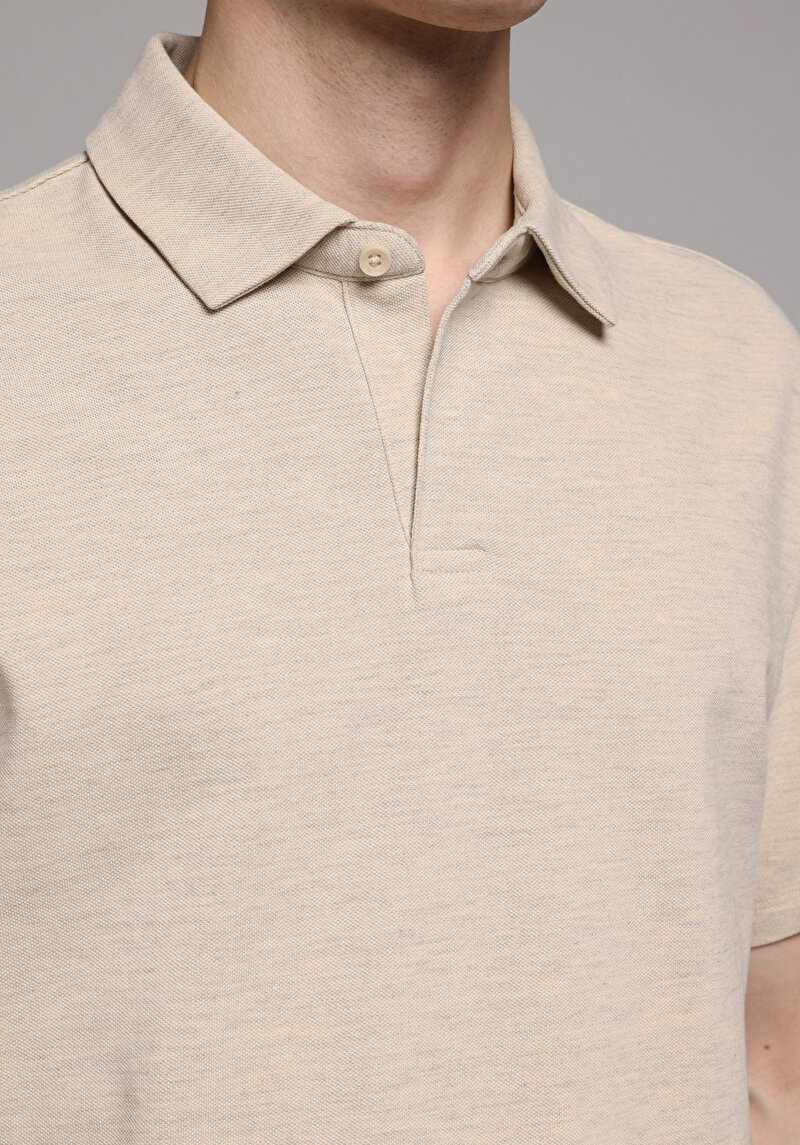 Regular Fit Polo Yaka Düz Erkek Taş Kısa Kol Tişört