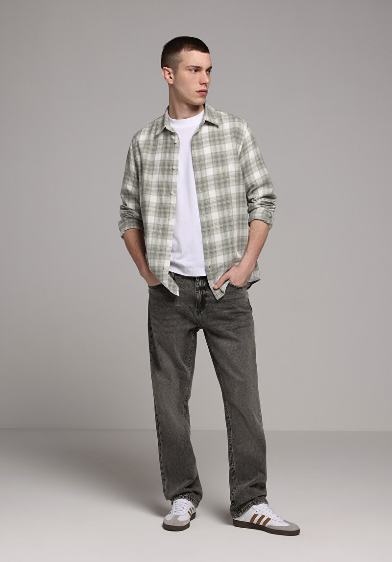 Regular Fit   Erkek Green Cast Denim Jean Pantolon