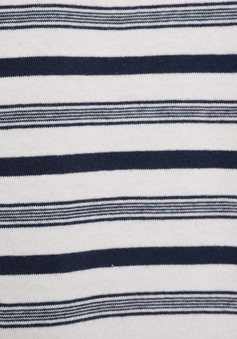 Comfort Fit Yuvarlak Yaka Çizgili Erkek Lacivert Kısa Kol Tişört