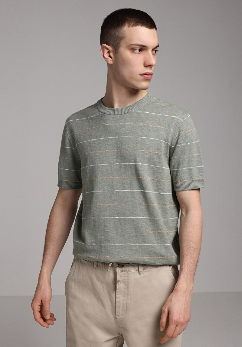 Regular Fit Erkek Yeşil Kazak