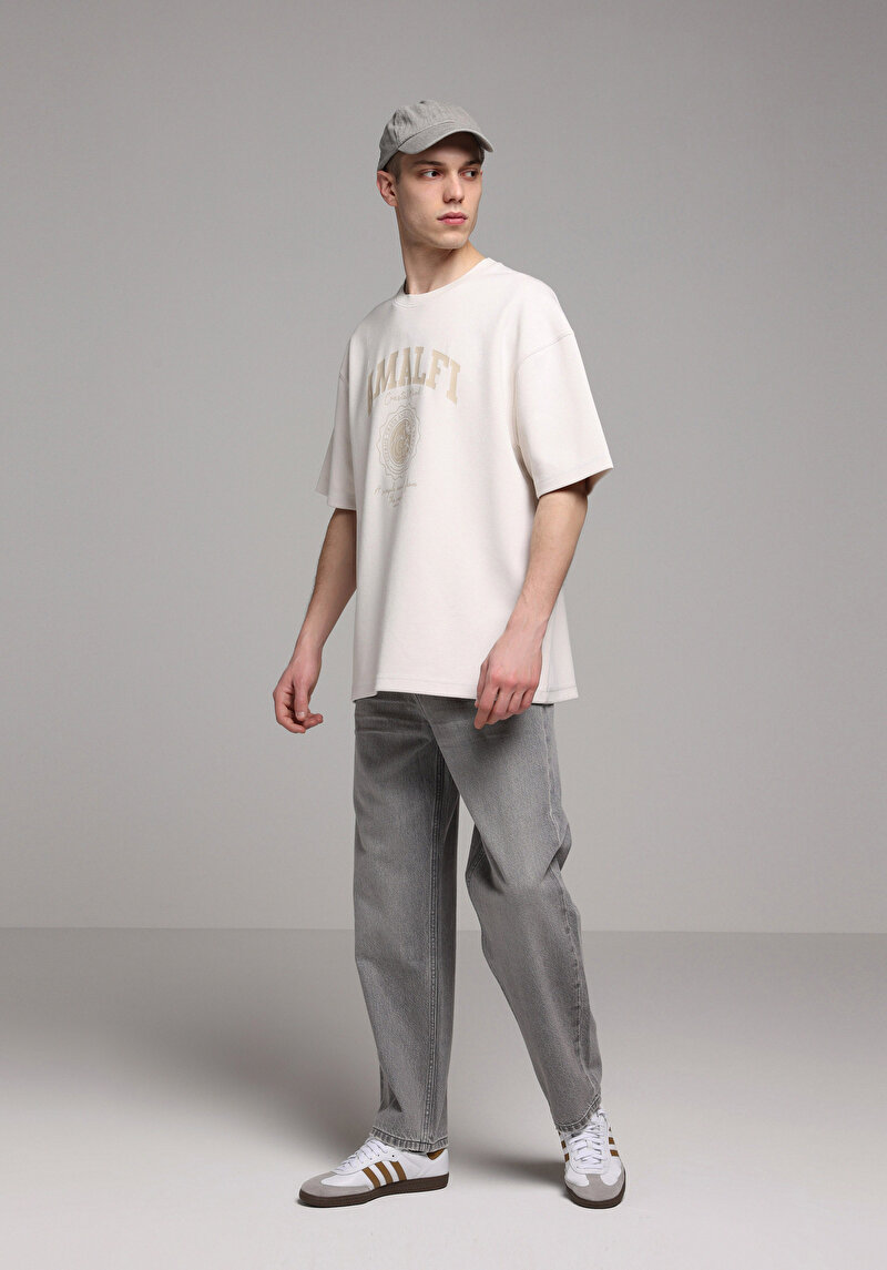 Baggy Fit Erkek Grey Denim Jean Pantolon