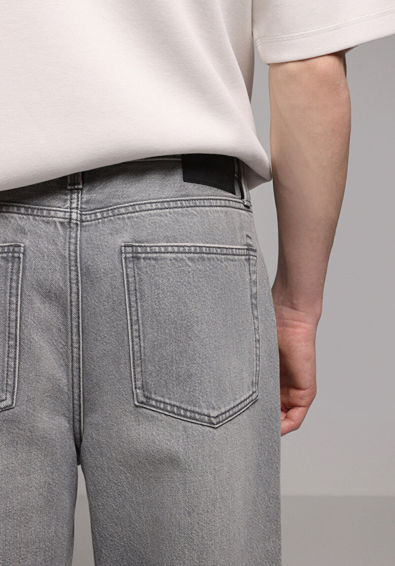 Baggy Fit   Erkek Grey Denim Jean Pantolon