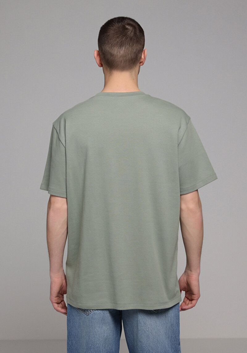Comfort Fit Yuvarlak Yaka Düz Erkek Yeşil Kısa Kol Tişört