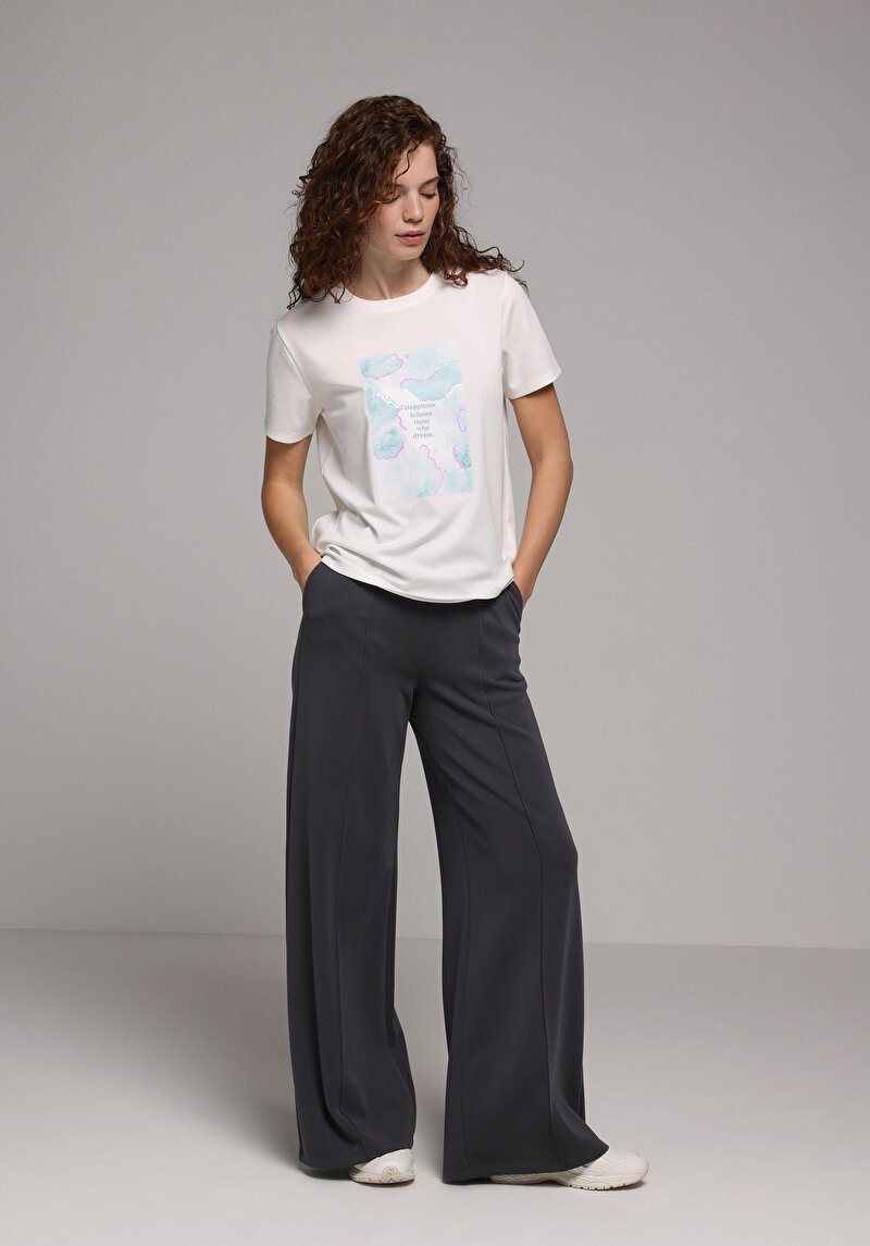 Regular Fit Orta Bel Düz Kadın Antrasit Eşofman Altı