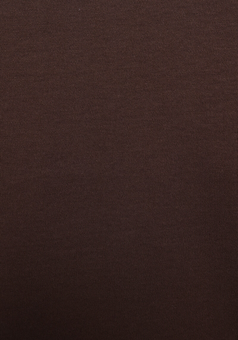 Boxy Fit Yuvarlak Yaka Düz Kadın Kahverengi Kısa Kol Tişört