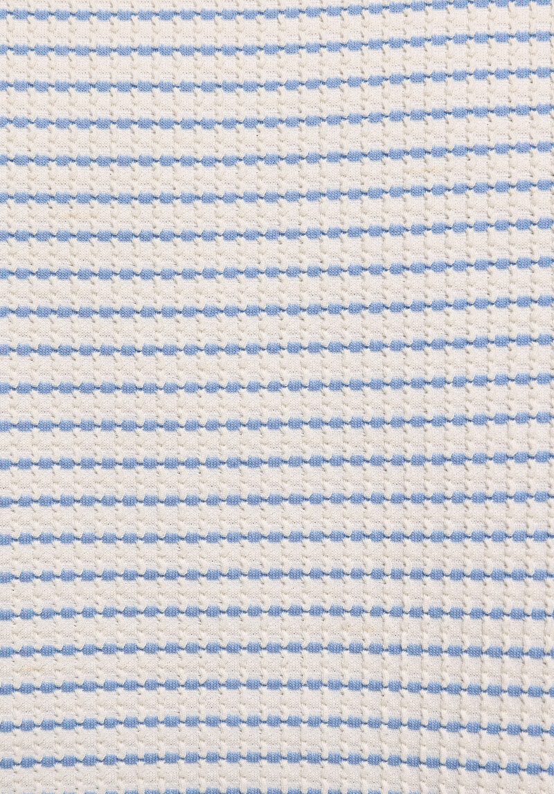 Slim Fit Yuvarlak Yaka Çizgili Kadın Mavi Kısa Kol Tişört