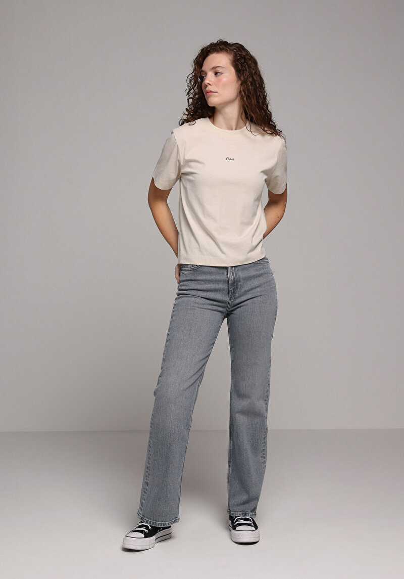 Straight Fit   Kadın Grey Denim Jean Pantolon