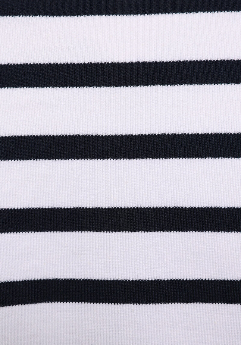 Slim Fit Yuvarlak Yaka Çizgili Kadın Lacivert Kısa Kol Tişört