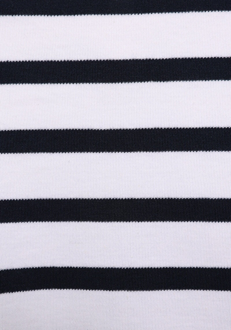 Slim Fit Yuvarlak Yaka Çizgili Kadın Lacivert Kısa Kol Tişört