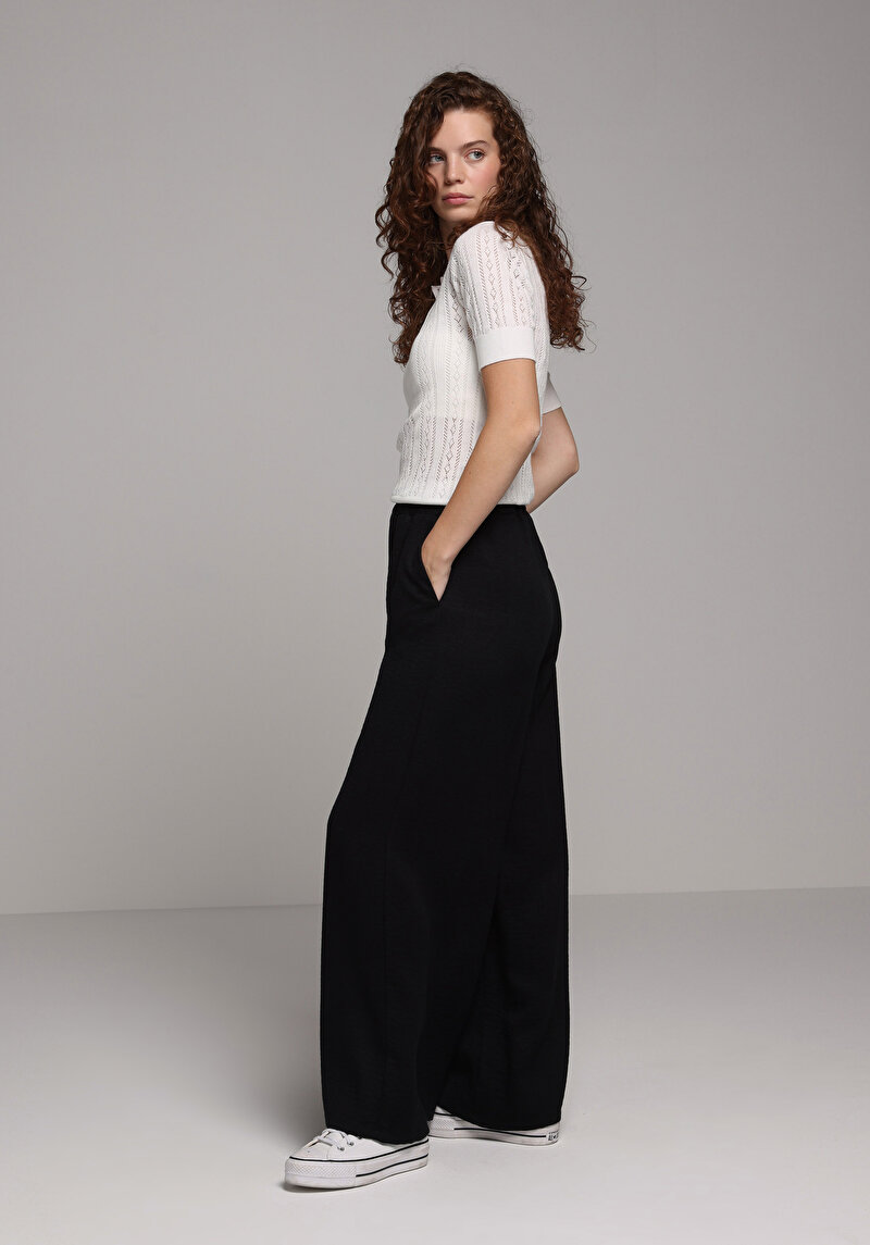 Slim Fit Polo Yaka Düz Kadın Ekru Kısa Kol Kazak