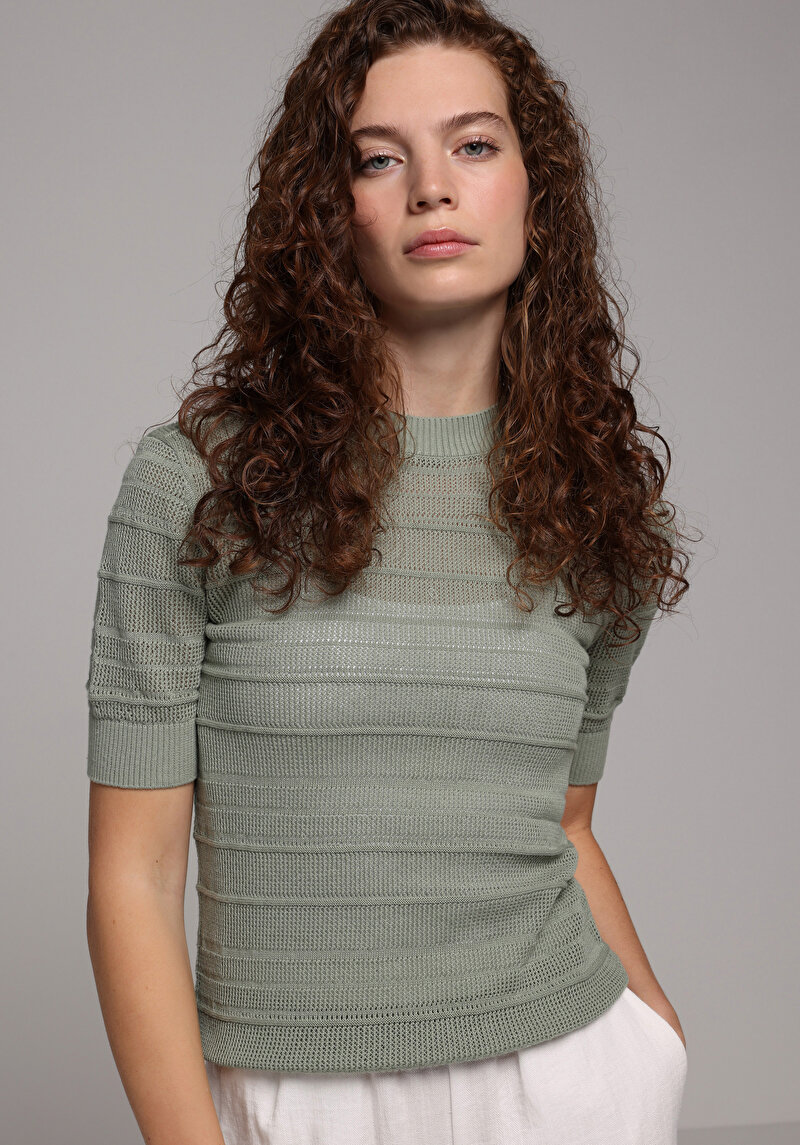 Slim Fit   Kadın Yeşil  Kazak