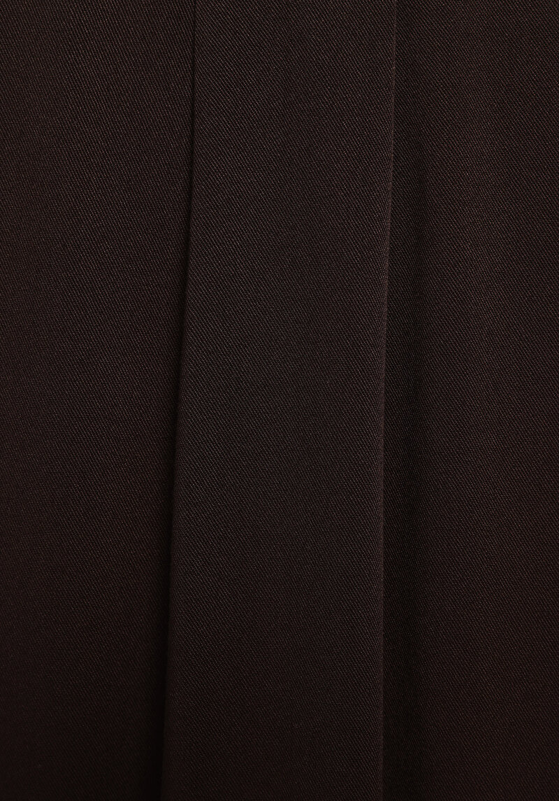 Regular Fit Shirt Neck Düz Kadın Kahverengi Uzun Kol Gömlek