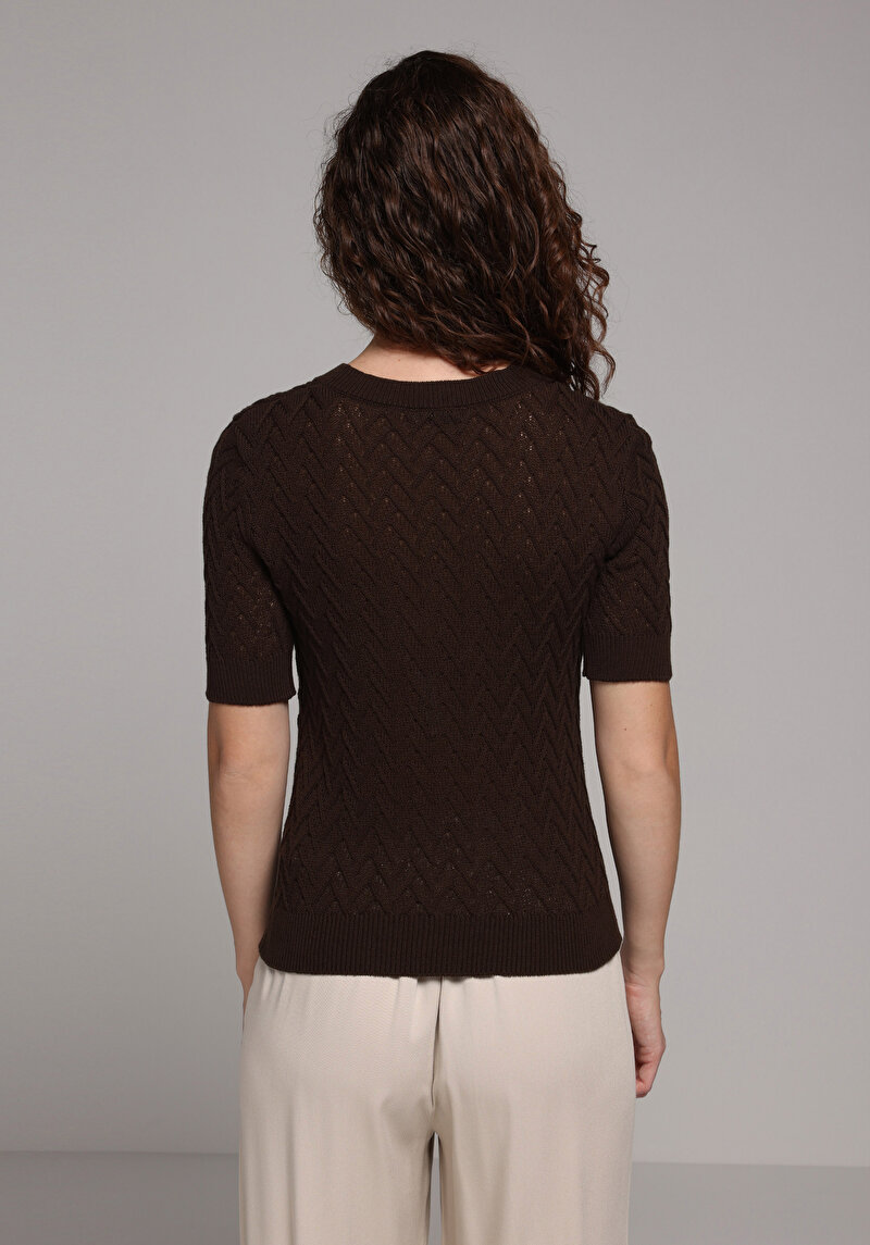 Slim Fit Kadın Kahverengi Kazak