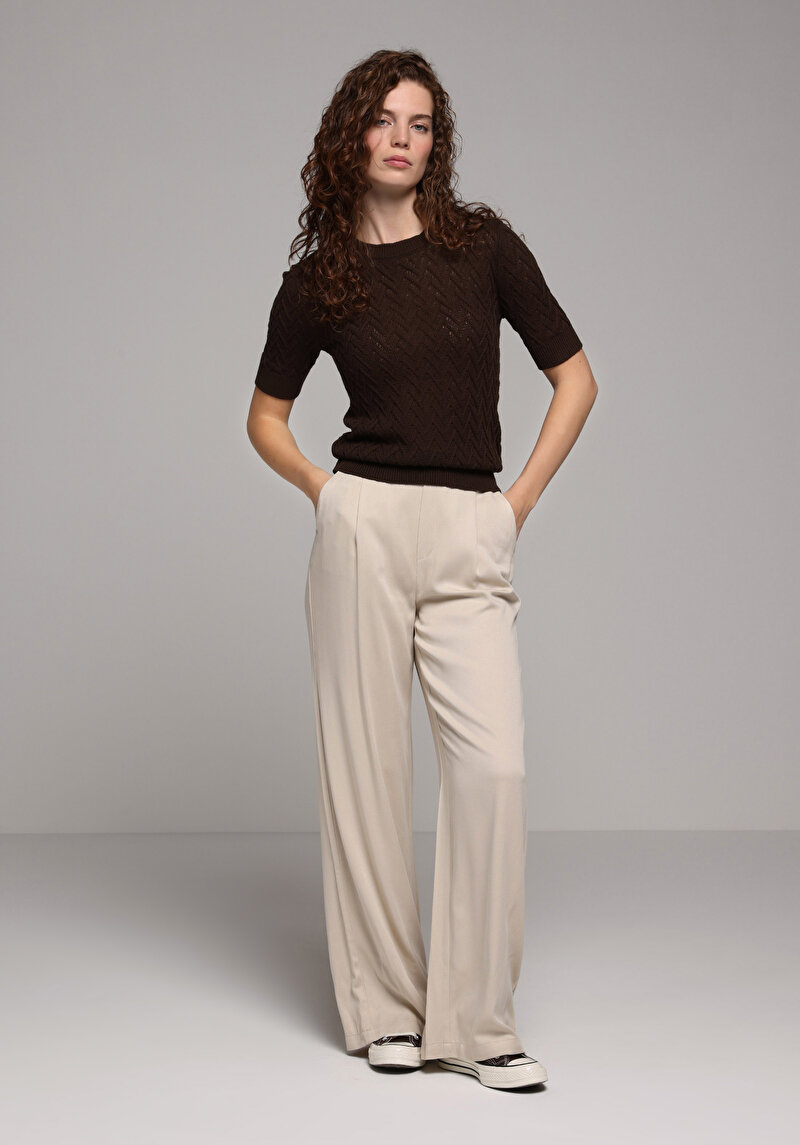 Slim Fit Kadın Kahverengi Kazak