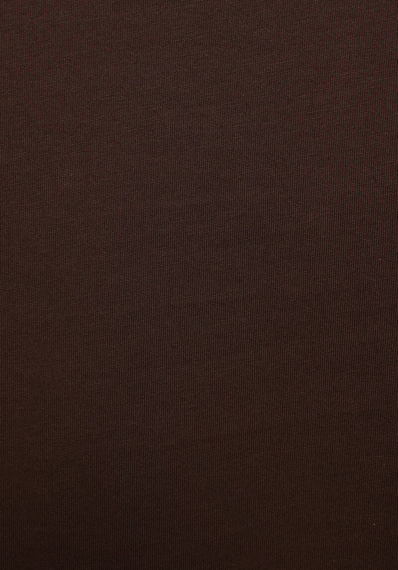 Regular Fit Yuvarlak Yaka Baskılı Kadın Kahverengi Kısa Kol Tişört