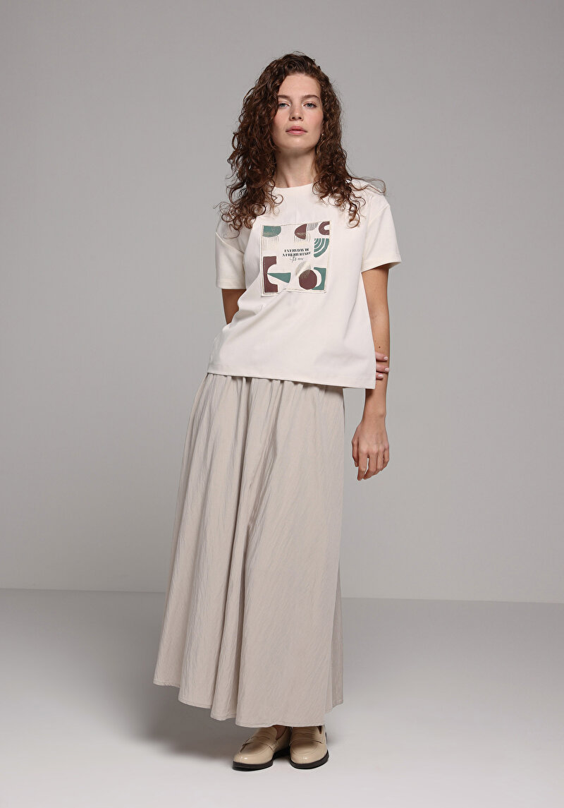 Maxi Length Düz Kadın Taş Etek