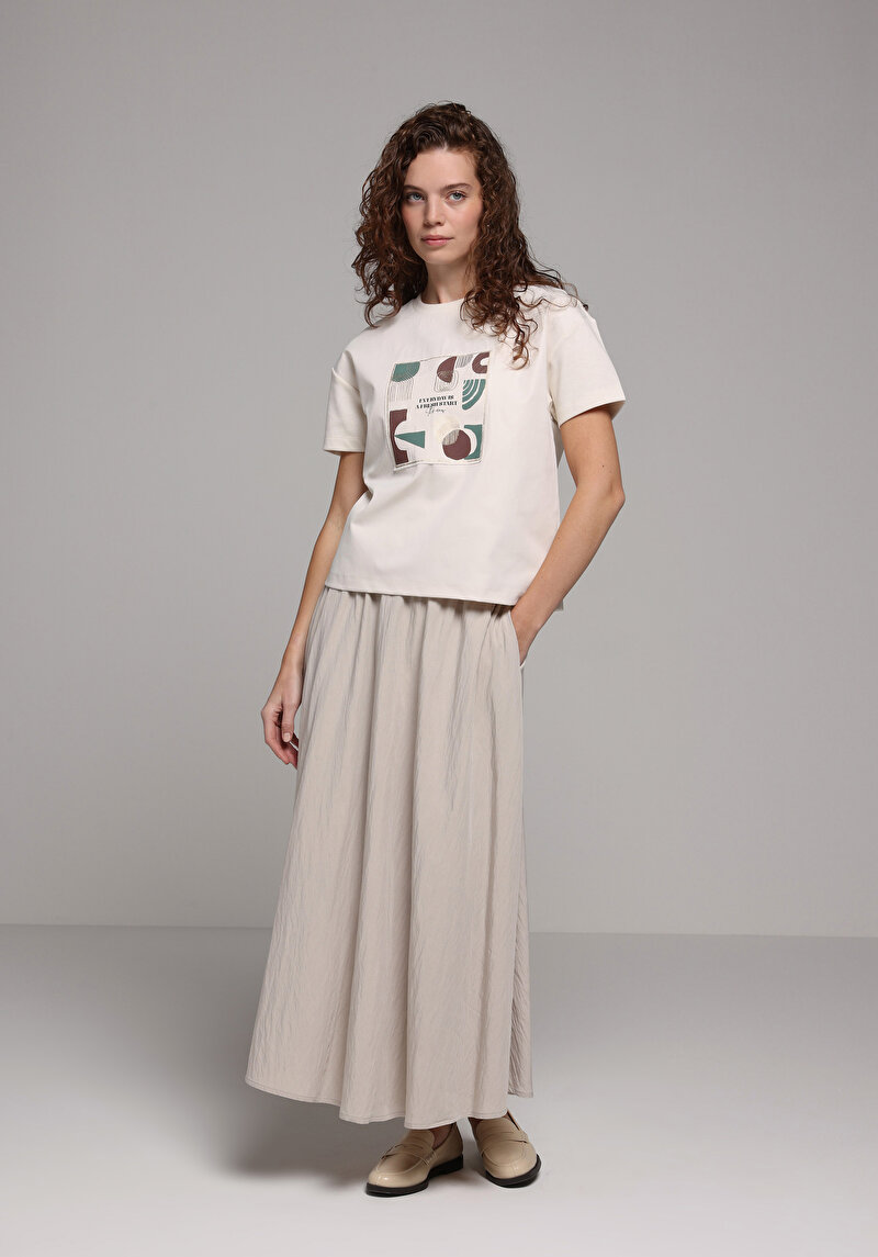 Maxi Length Düz  Kadın Taş Etek