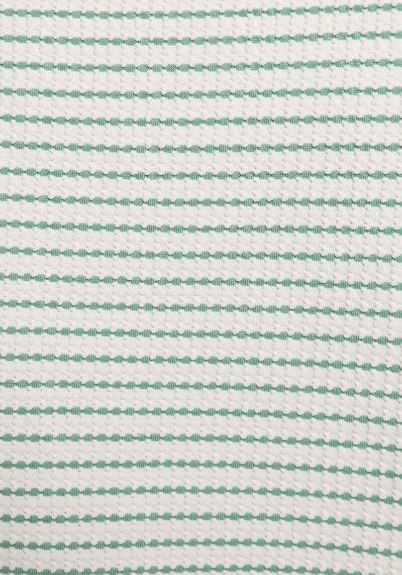 Slim Fit Yuvarlak Yaka Çizgili Kadın Yeşil Kısa Kol Tişört