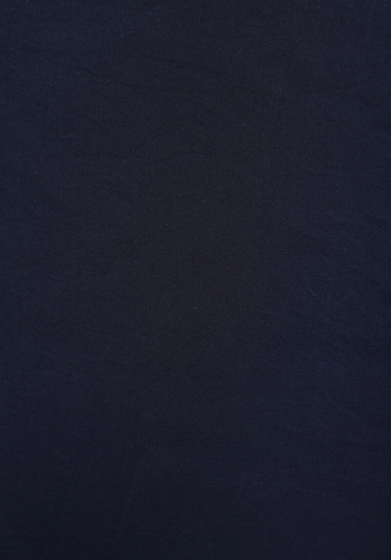 Boyfriend Shirt Neck Düz Kadın Lacivert Uzun Kol Gömlek