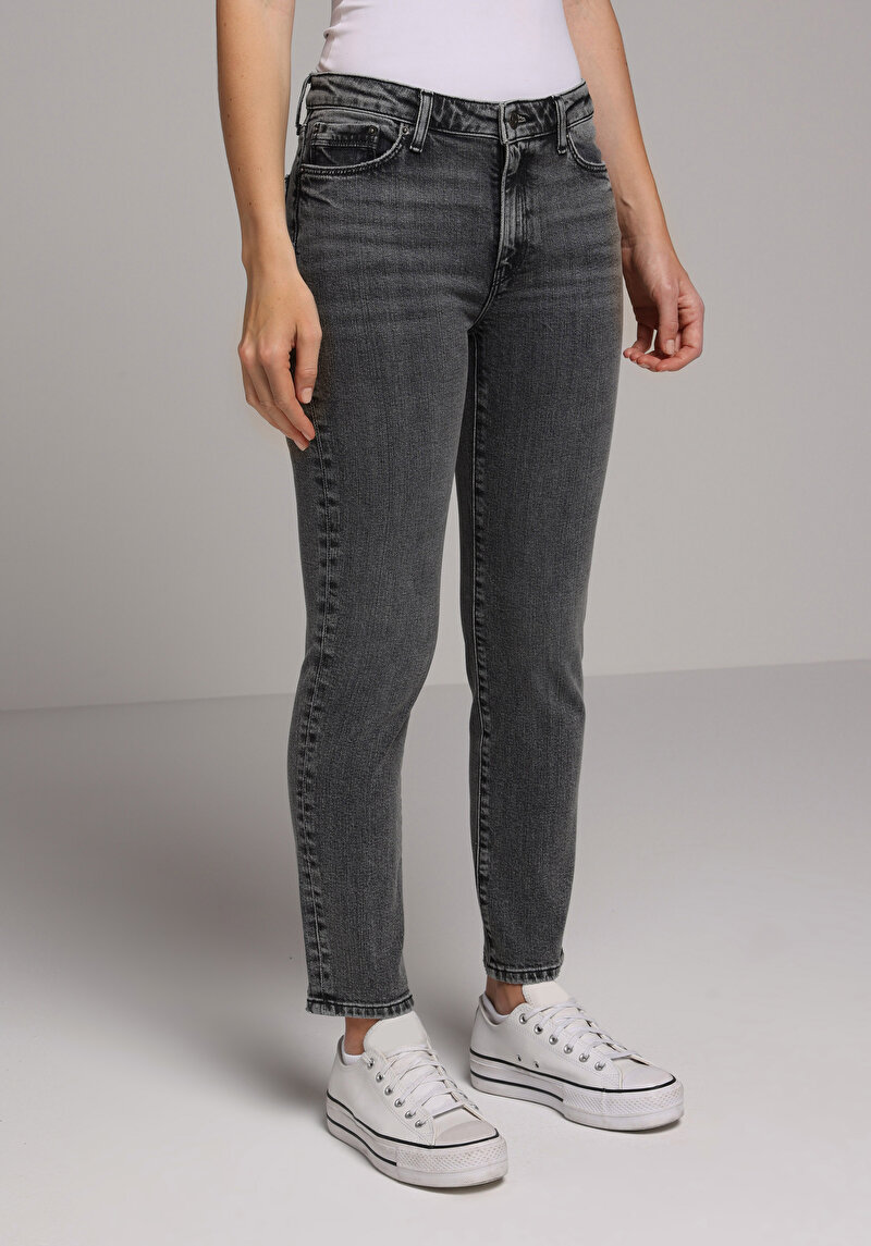 Slim Fit   Kadın Grey Denim Jean Pantolon