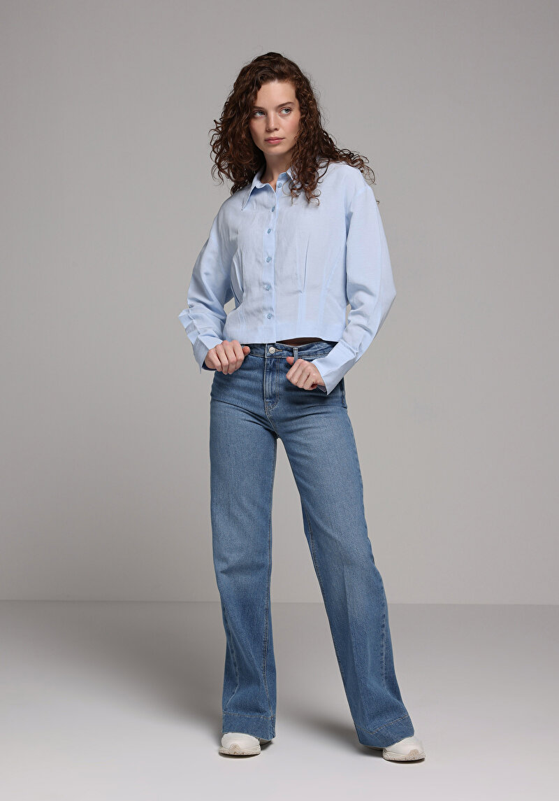 Regular Fit   Kadın Açik Gri Jean Pantolon