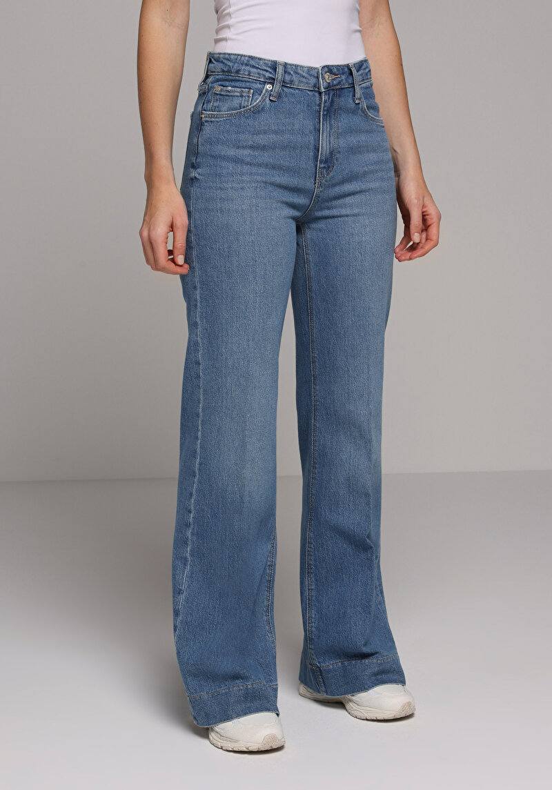 Regular Fit   Kadın Açik Gri Jean Pantolon