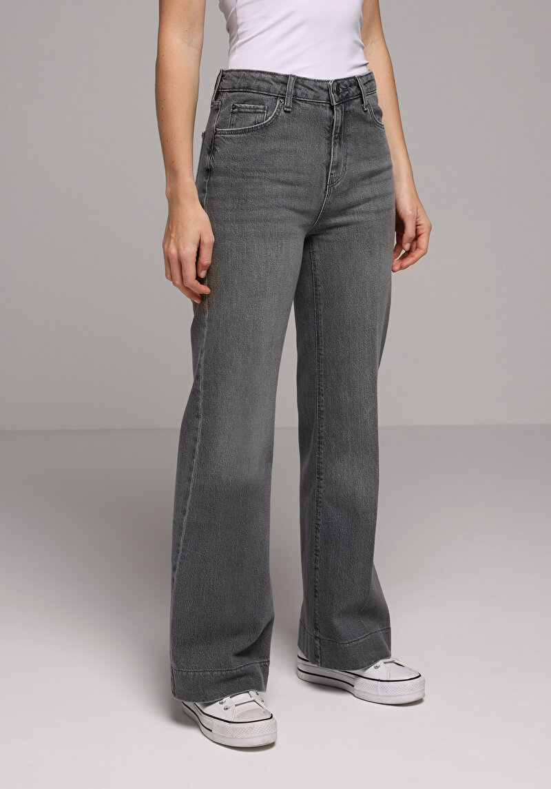 Regular Fit   Kadın Grey Denim Jean Pantolon