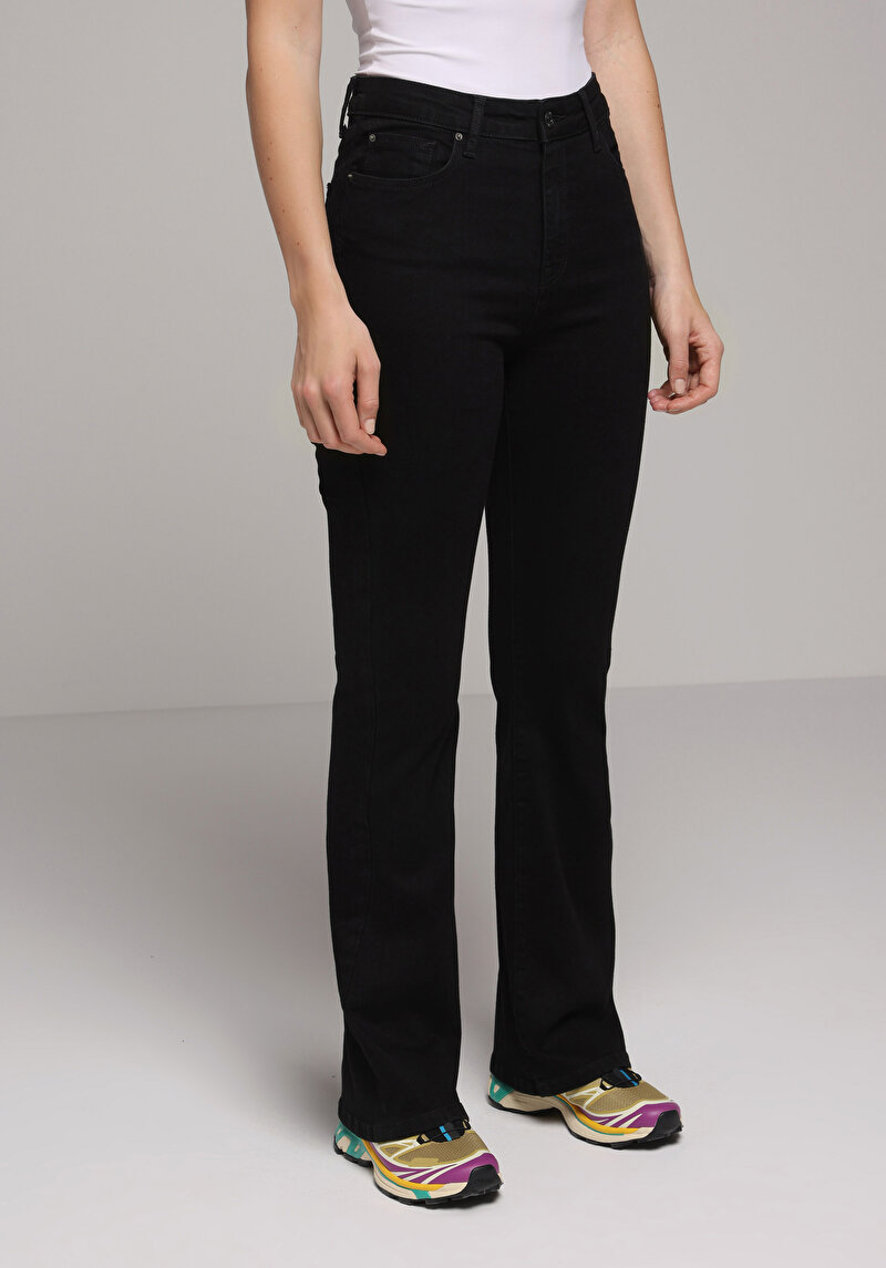 Regular Fit   Kadın Black Black Denim Jean Pantolon