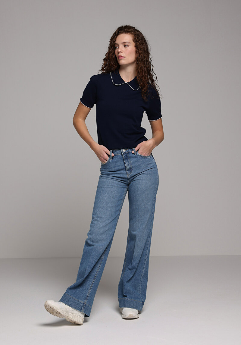 Slim Fit   Kadın Lacivert  Kazak