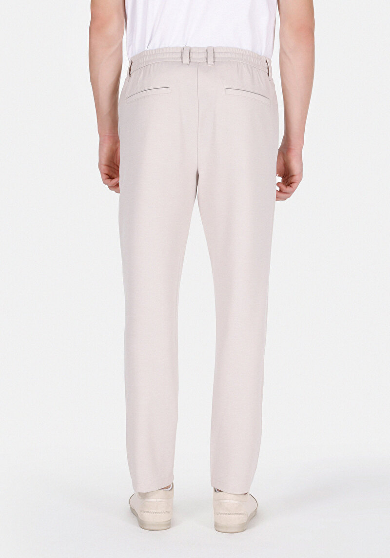 Slim Fit Orta Bel Uzun Paça Erkek Bej  Pantolon